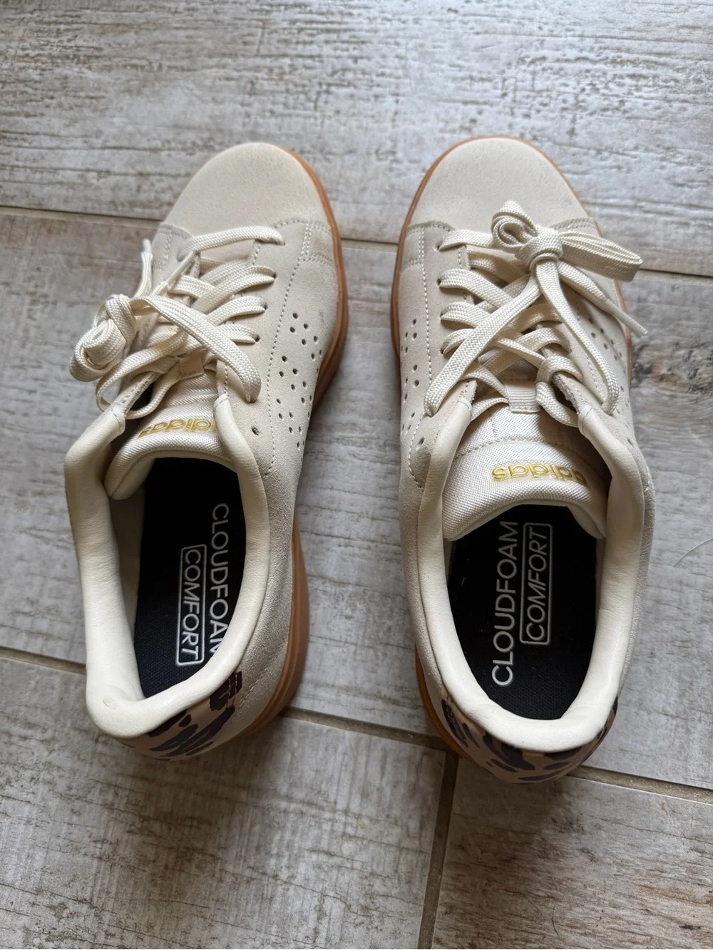 Adidas Advantage 2.0 Sneakers with Animal Print Accents- Size 8